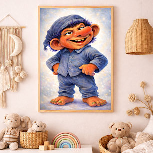 Cheeky Woodland Troll Boy Cozy Fairytale  Photo Print