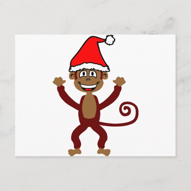 Cheeky Xmas Monkey Holiday Postcard (Front)