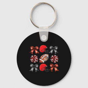 Cheer And Football Game Day Red Team Football Mom Keychain