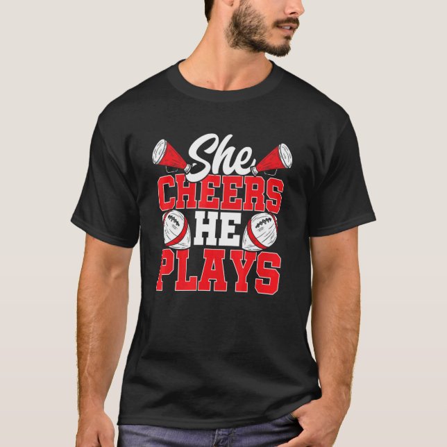 Cheer and Football Mom Cheer Mom Of Both Football  T-Shirt (Front)