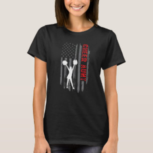 Cheer Aunt Cheerleader Cheerleading Women US Flag T-Shirt