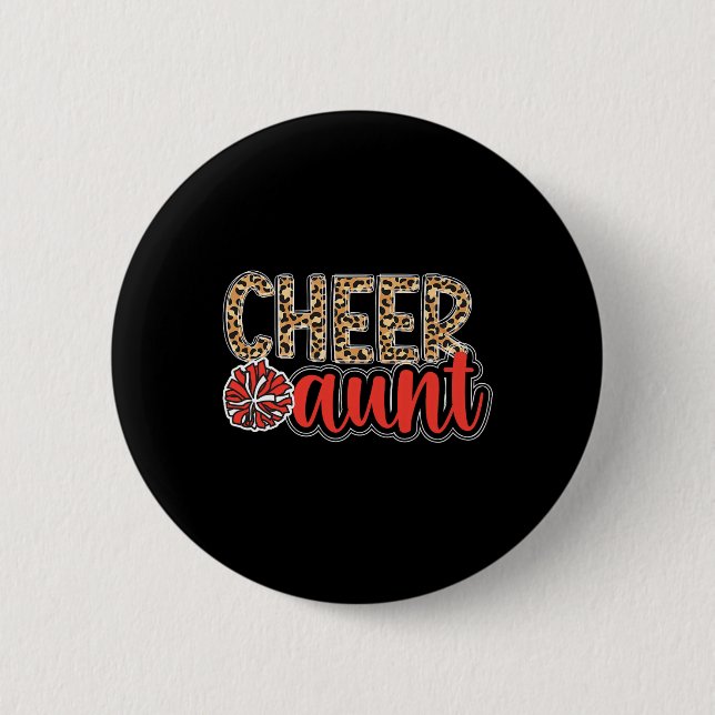 Cheer Aunt Leopard Aunt Of A Cheerleader Aunt Chee 2 Inch Round Button (Front)
