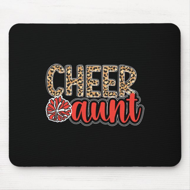 Cheer Aunt Leopard Aunt Of A Cheerleader Aunt Chee Mouse Pad (Front)