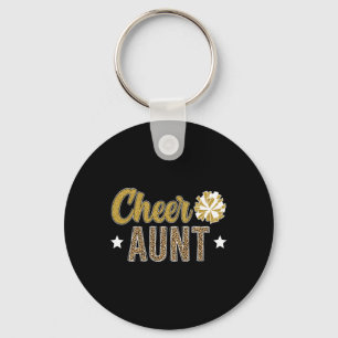 Cheer Aunt Leopard Cheerleading Auntie Cheerleader Keychain