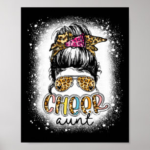 Cheer Aunt Leopard Messy Bun Cheerleader Mothers D Poster