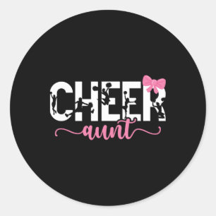 Cheer Aunt Of A Cheerleader Auntie Bow Cheerleadin Classic Round Sticker