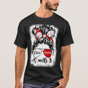 Cheer Baseball Mom Of Both Messy Bun Hair Glasses T-Shirt