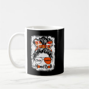 Cheer Basketball Mom Of Both Messy Bun Hair Glasse Coffee Mug