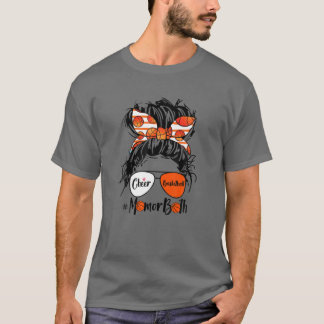 Cheer Basketball Mom Of Both Messy Hair Bun Glasse T-Shirt