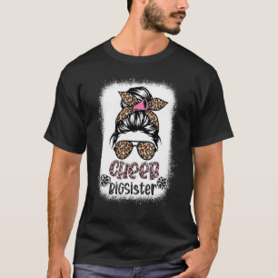 Cheer Big Sister Leopard Messy Bun Cheerleader Ble T-Shirt