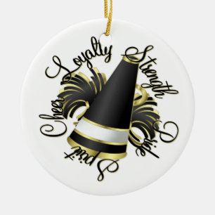 Cheer Black and Gold Customizable Ornament