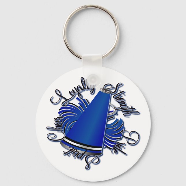 Cheer Black Blue and White Qualities Keychain (Front)
