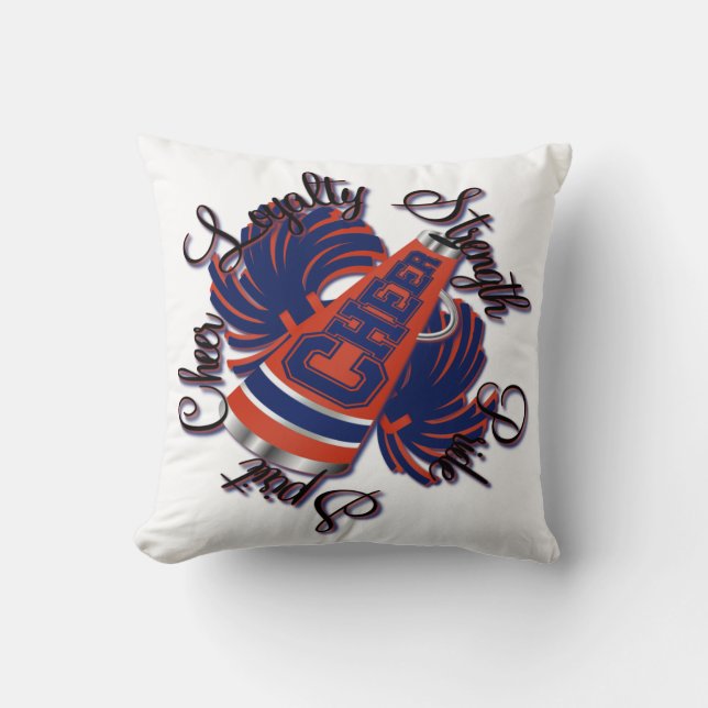 Cheer Blue and Orange Qualitie Customizable Pillow (Front)