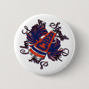 Cheer Blue and Orange Qualities 2 Inch Round Button