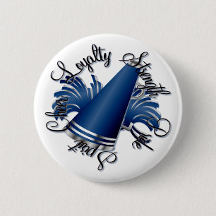 Cheer Blue and Silver Qualities 2 Inch Round Button
