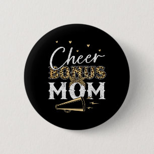 Cheer Bonus Mom Shirt Leopard Cheerleading Stepmom 2 Inch Round Button