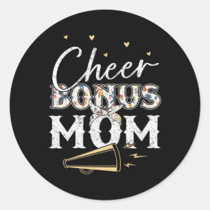 Cheer Bonus Mom Shirt Leopard Cheerleading Stepmom Classic Round Sticker
