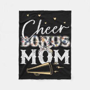 Cheer Bonus Mom Shirt Leopard Cheerleading Stepmom Fleece Blanket