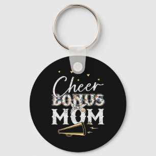Cheer Bonus Mom Shirt Leopard Cheerleading Stepmom Keychain