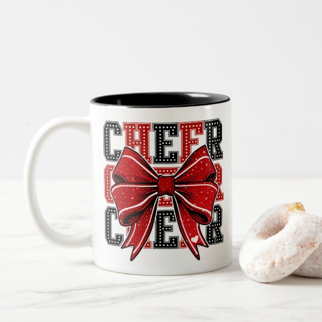 Cheer Bow  Two-Tone Coffee Mug (With Donut)