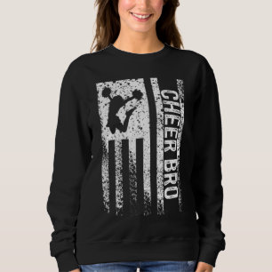 Cheer Bro Vintage American Flag Brother Cheerleade Sweatshirt