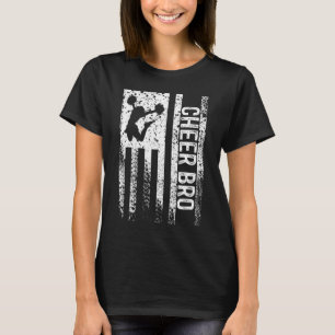 Cheer Bro Vintage American Flag Brother Cheerleade T-Shirt