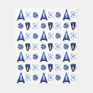 Cheer Camp Blue and Black Cheerleadering Pompom Fleece Blanket