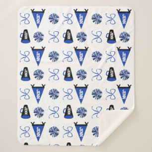 Cheer Camp Blue and Black Cheerleadering Pompom   Sherpa Blanket