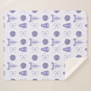 Cheer Camp Purple Cheerleadering Pompom Travel Sherpa Blanket