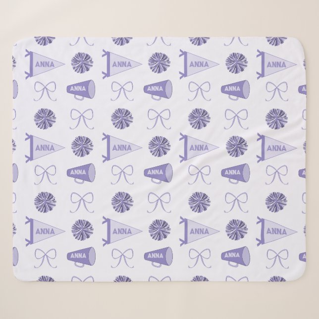 Cheer Camp Purple Cheerleadering Pompom Travel  Sherpa Blanket (Front (Horizontal))