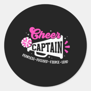 Cheer Captain Fearless Focused Fierce Cheerleading Classic Round Sticker