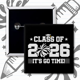 Cheer Cheerleader Graduation Class of 2026 Senior 2 Inch Square Button