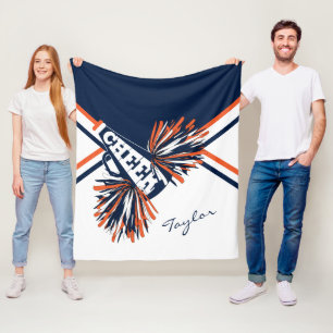 Cheer Cheerleader 📣 - Navy, Orange, White Fleece Blanket