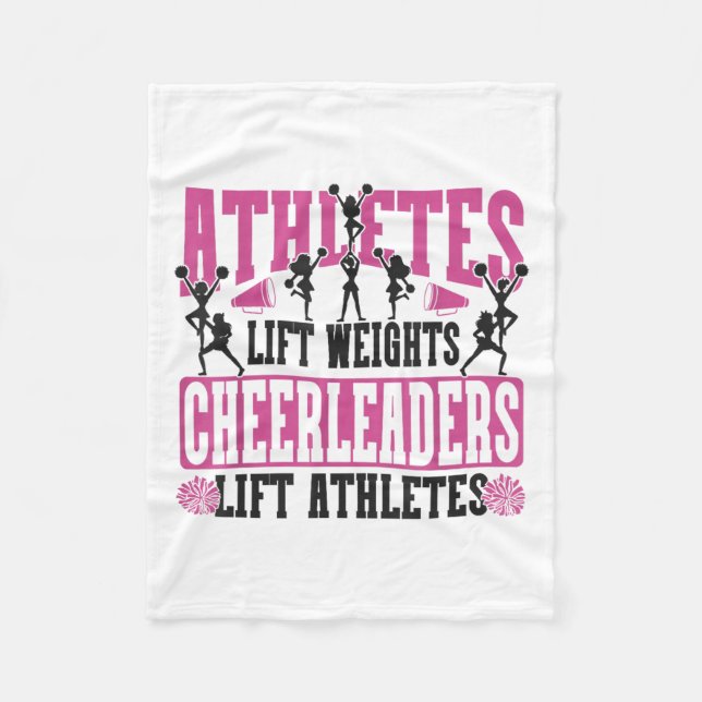 Cheer Cheerleading Athletes Lift Weights Cheerlead Fleece Blanket (Front)
