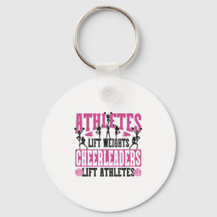 Cheer Cheerleading Athletes Lift Weights Cheerlead Keychain