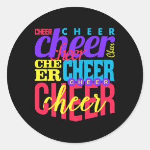 Cheer Cheerleading Cheerleader Typography Collage  Classic Round Sticker