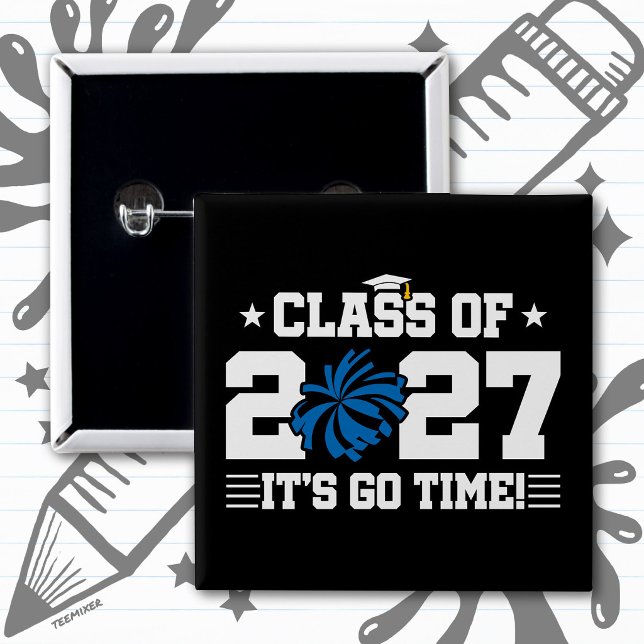 Cheer Cheerleading Graduation Senior Class of 2027 2 Inch Square Button (Creator Uploaded)