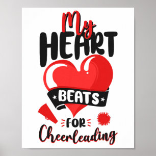 Cheer Cheerleading Heart My Heart Beats For Cheerl Poster