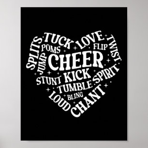 Cheer Cheerleading Heart Word Cloud Tuck Love Spli Poster