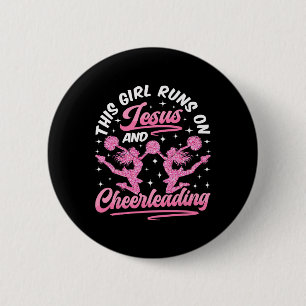 Cheer Cheerleading Jesus Faith Christian This Girl 2 Inch Round Button