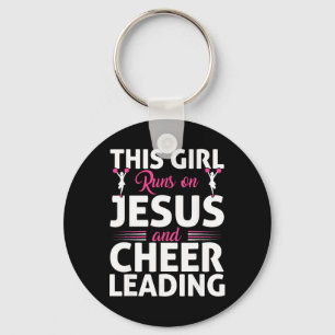 Cheer Cheerleading Jesus Faith Christian This Girl Keychain