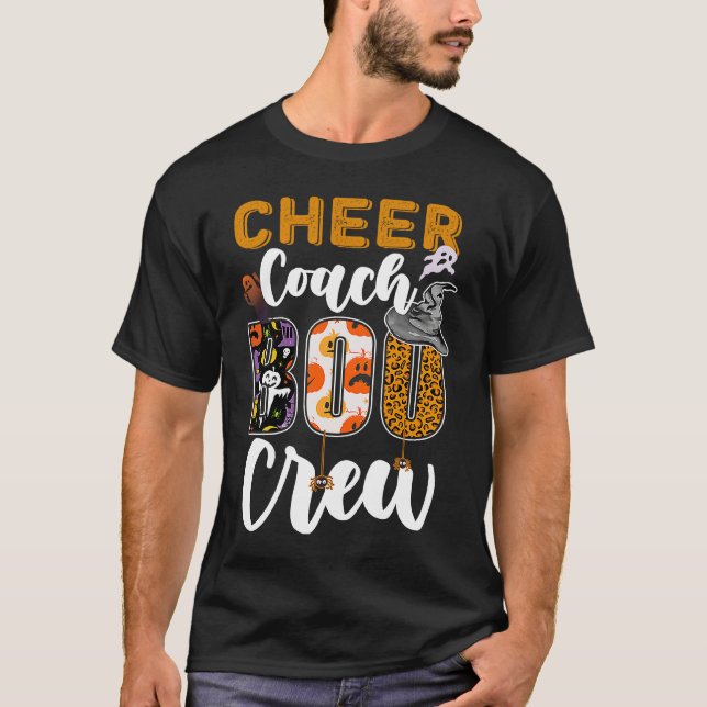 Cheer Coach Boo Crew Ghost Cheerleader Halloween M T-Shirt (Front)