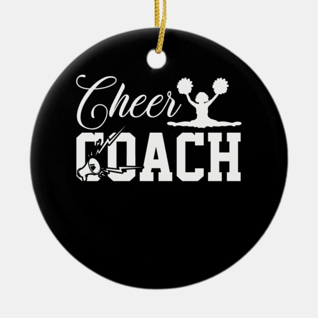 Cheer coach Cheerleader cheerleaing With Megaphone Ceramic Ornament (Front)