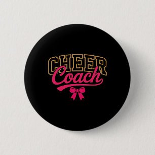 Cheer Coach Coquette Bow Cheerleading For Women Gi 2 Inch Round Button