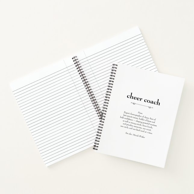 Cheer Coach Definition Thank You Gift Notebook (Inside)