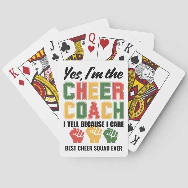CHEER COACH I Yell Because I Care Funny Custom Playing Cards (Back)