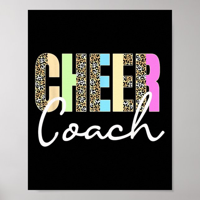 Cheer Coach Leopard Cheerleading Cute Cheer Coach  Poster (Front)