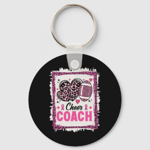 Cheer Coach Leopard Cheerleading Footll Breast Can Keychain