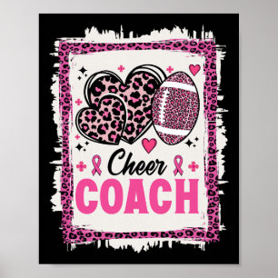 Cheer Coach Leopard Cheerleading Footll Breast Can Poster