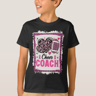 Cheer Coach Leopard Cheerleading Footll Breast Can T-Shirt